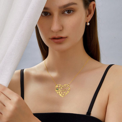 Personalized Family Tree Engraved Necklace with Names Gift