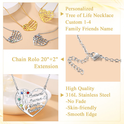 Personalized Family Tree Necklace with Names Gift for mother's day