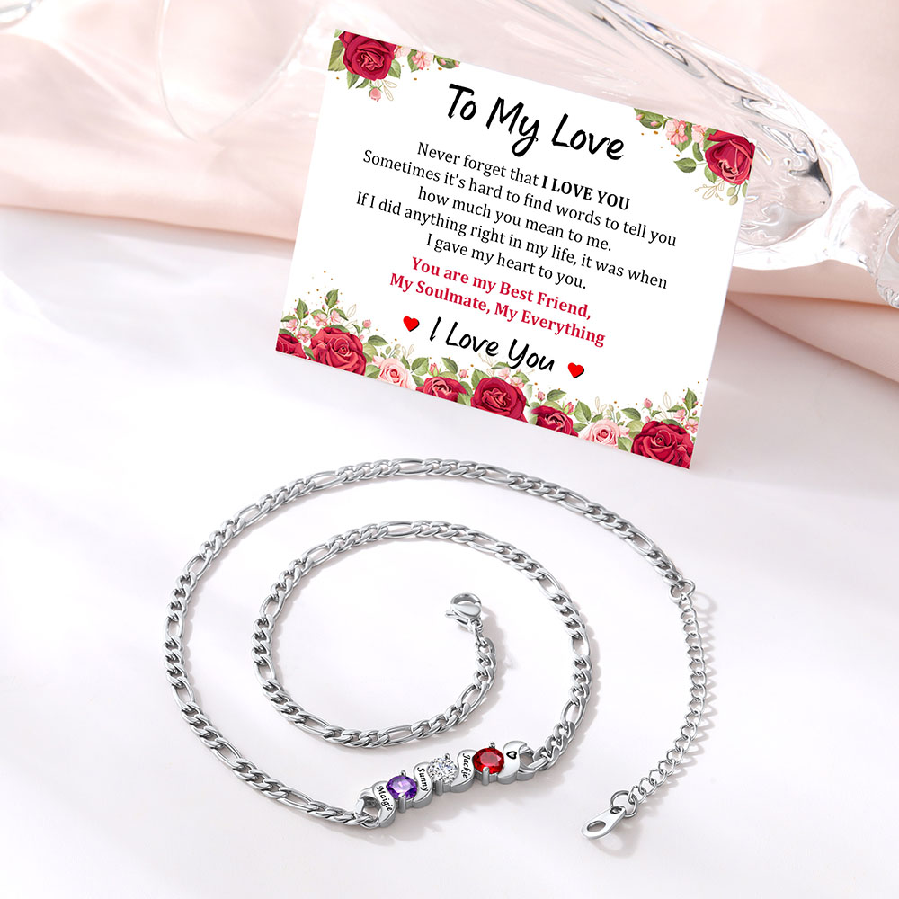 Personalized Figaro Necklace with Birthstones for mom