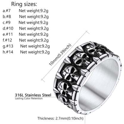 Personalized Gothic Skull Claws Ring for Men Women Size