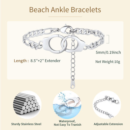 Personalized Handcuff Figaro Chain Anklet For Women