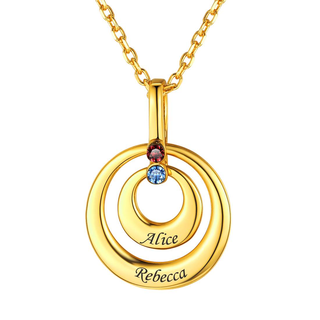 Personalized Heart Birthstone  Necklace with Names