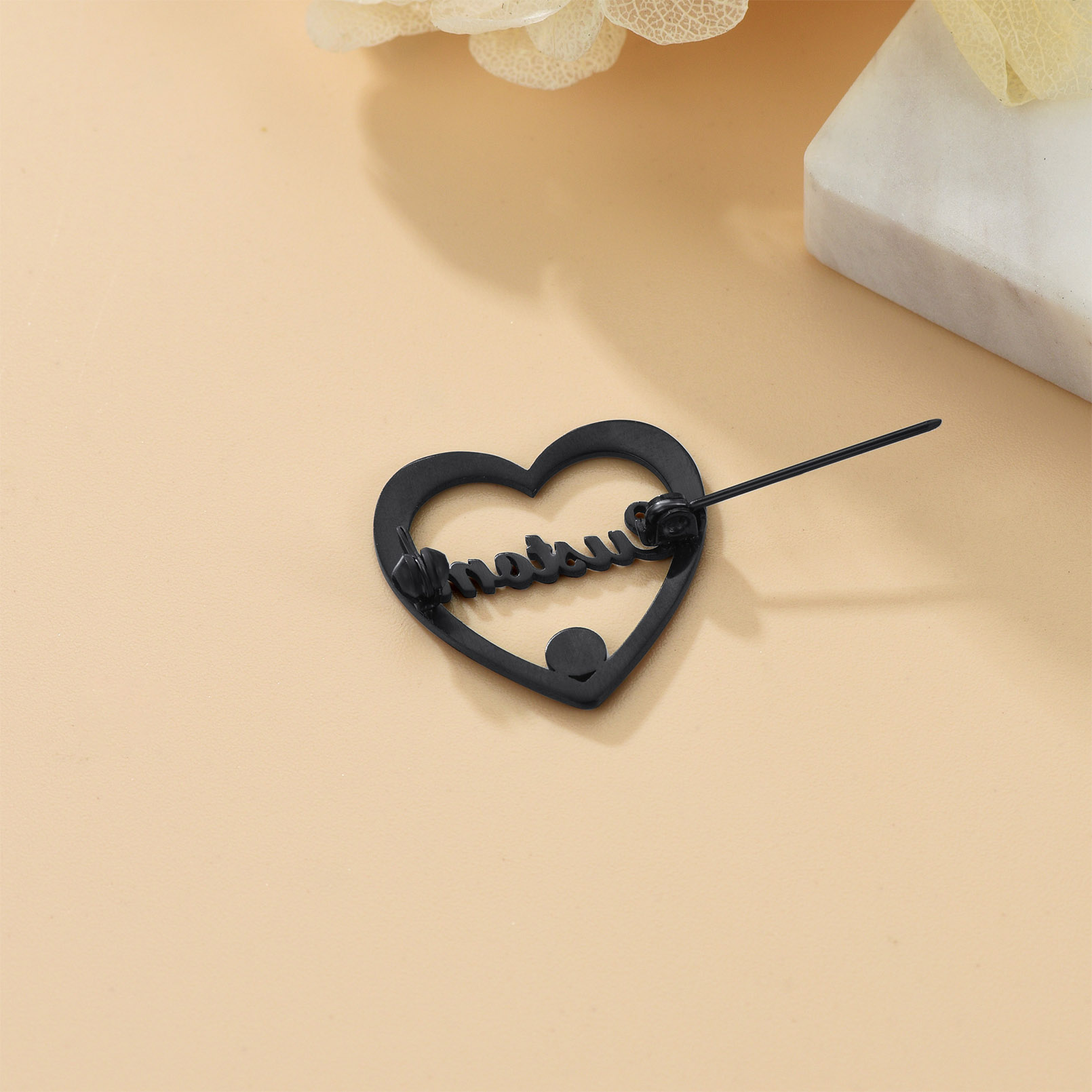 Personalized Heart Brooch Birthstone