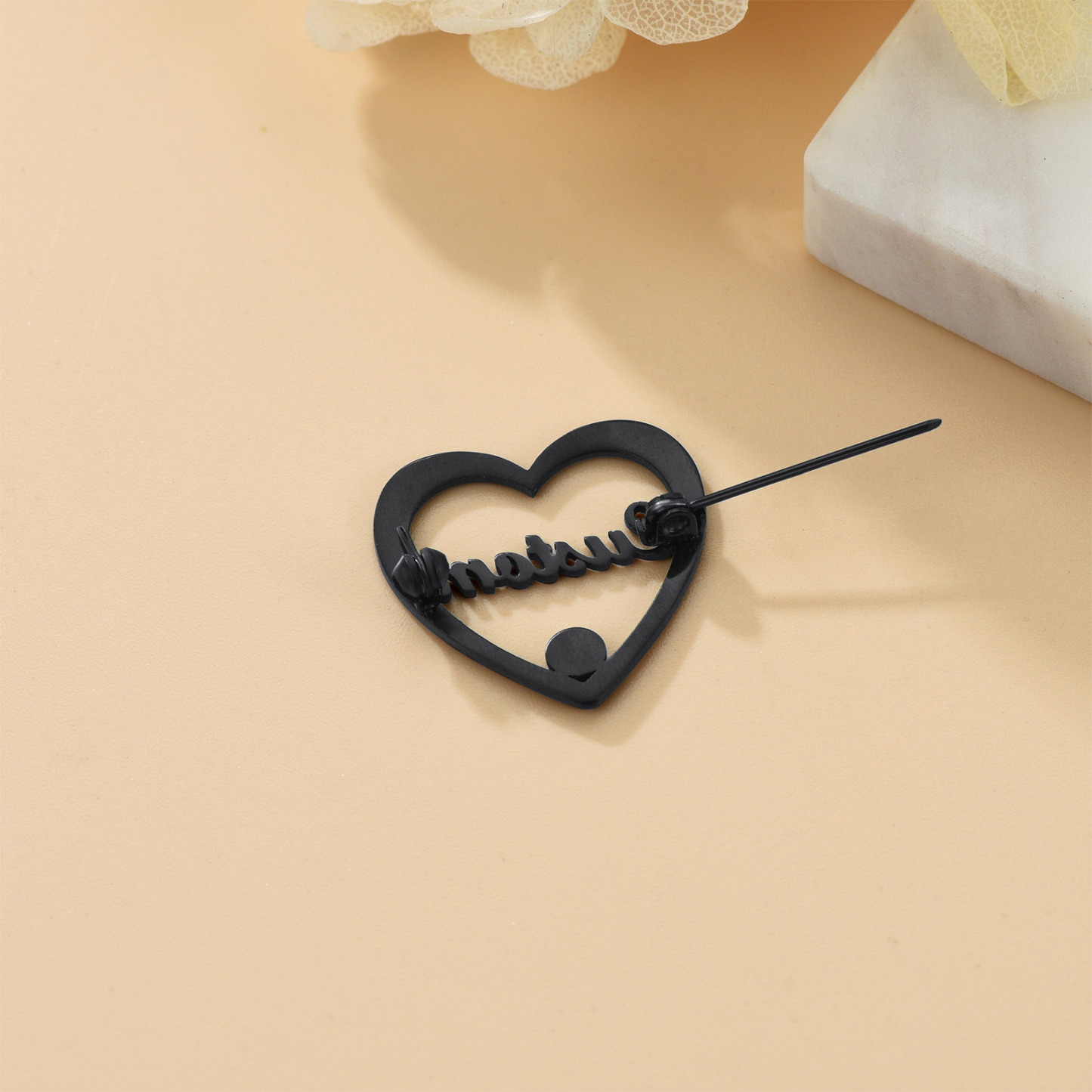 Personalized Heart Brooch Birthstone