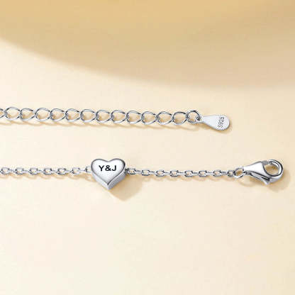 Personalized Heart Charm Anklet in S925 Sterling Silver