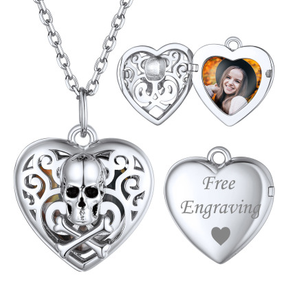 Sterling Silver Heart Locket Necklace with Pictures for Women