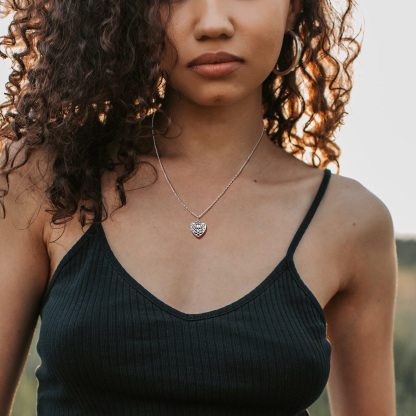 Personalized Heart Locket Skull necklace