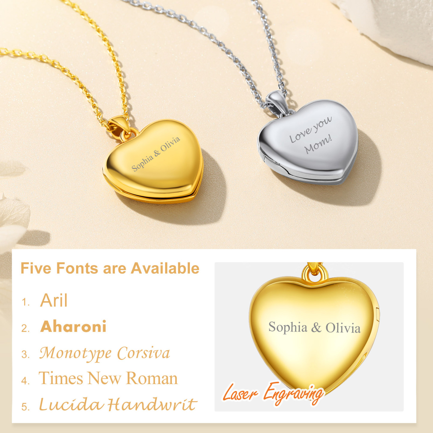 Personalized Heart Photo Engraved Necklace