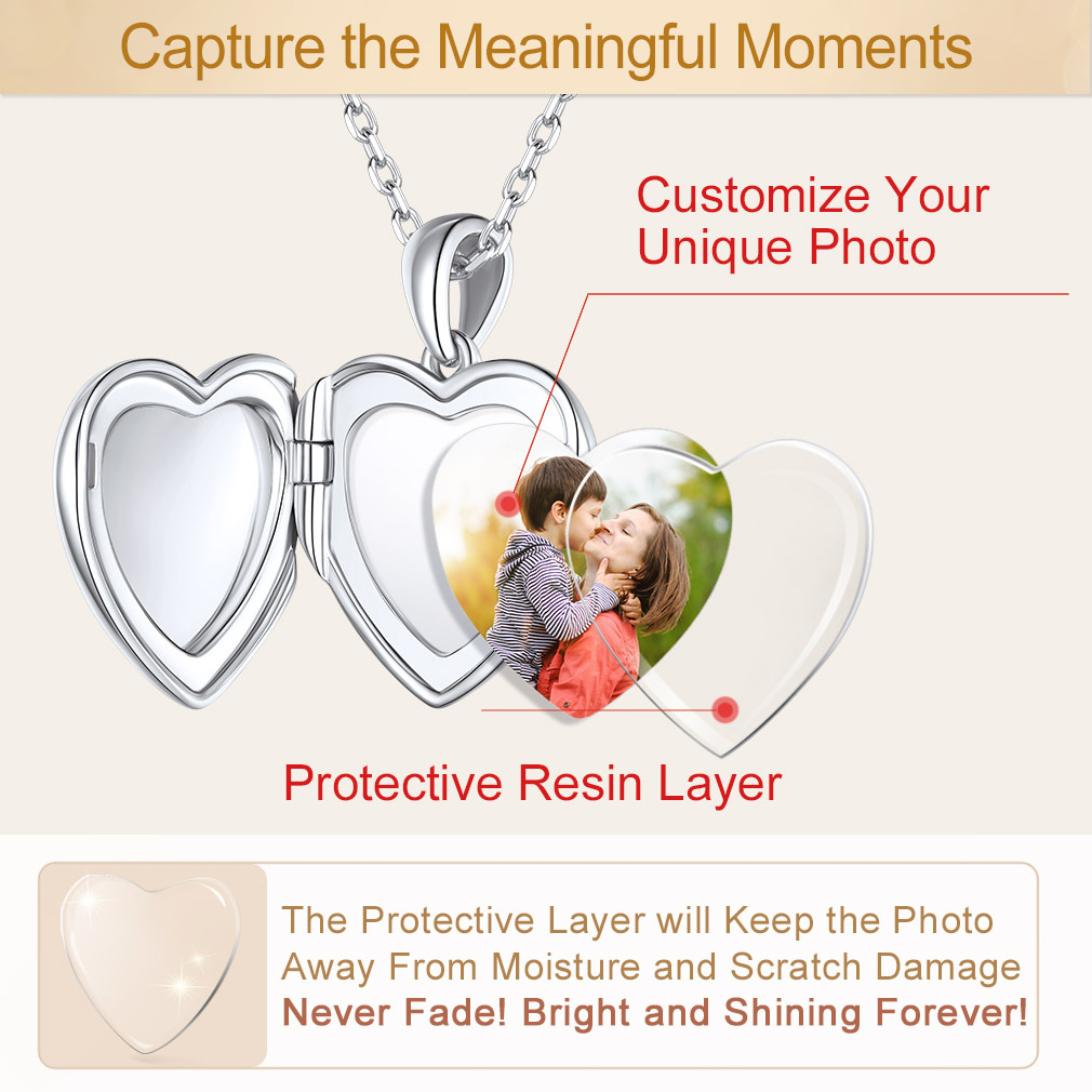 Personalized Heart Photo Locket Necklace