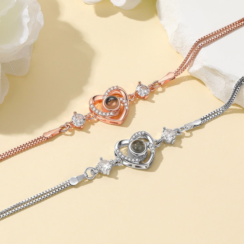 Personalized Heart Photo Projection Bracelet 2 Colors
