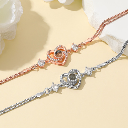 Personalized Heart Photo Projection Bracelet 2 Colors