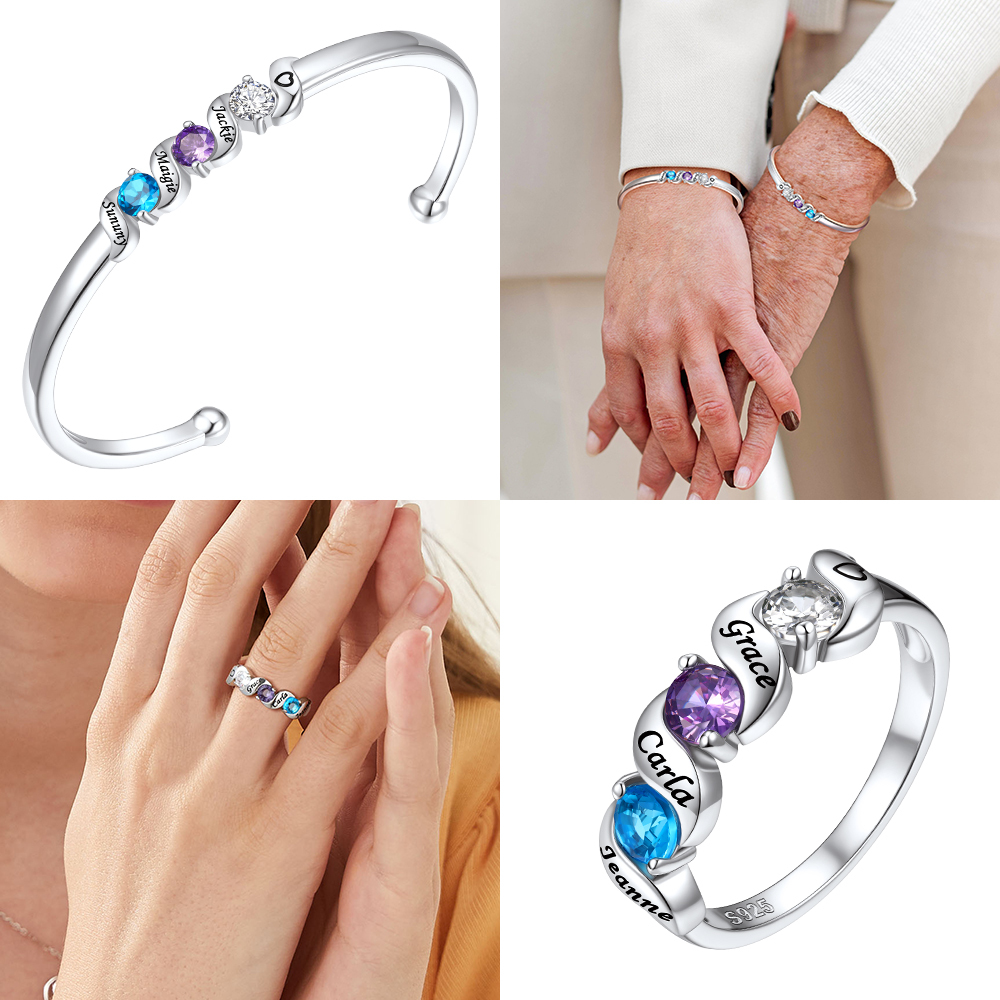 Personalized Infinity BirthstoneBracelets for mother