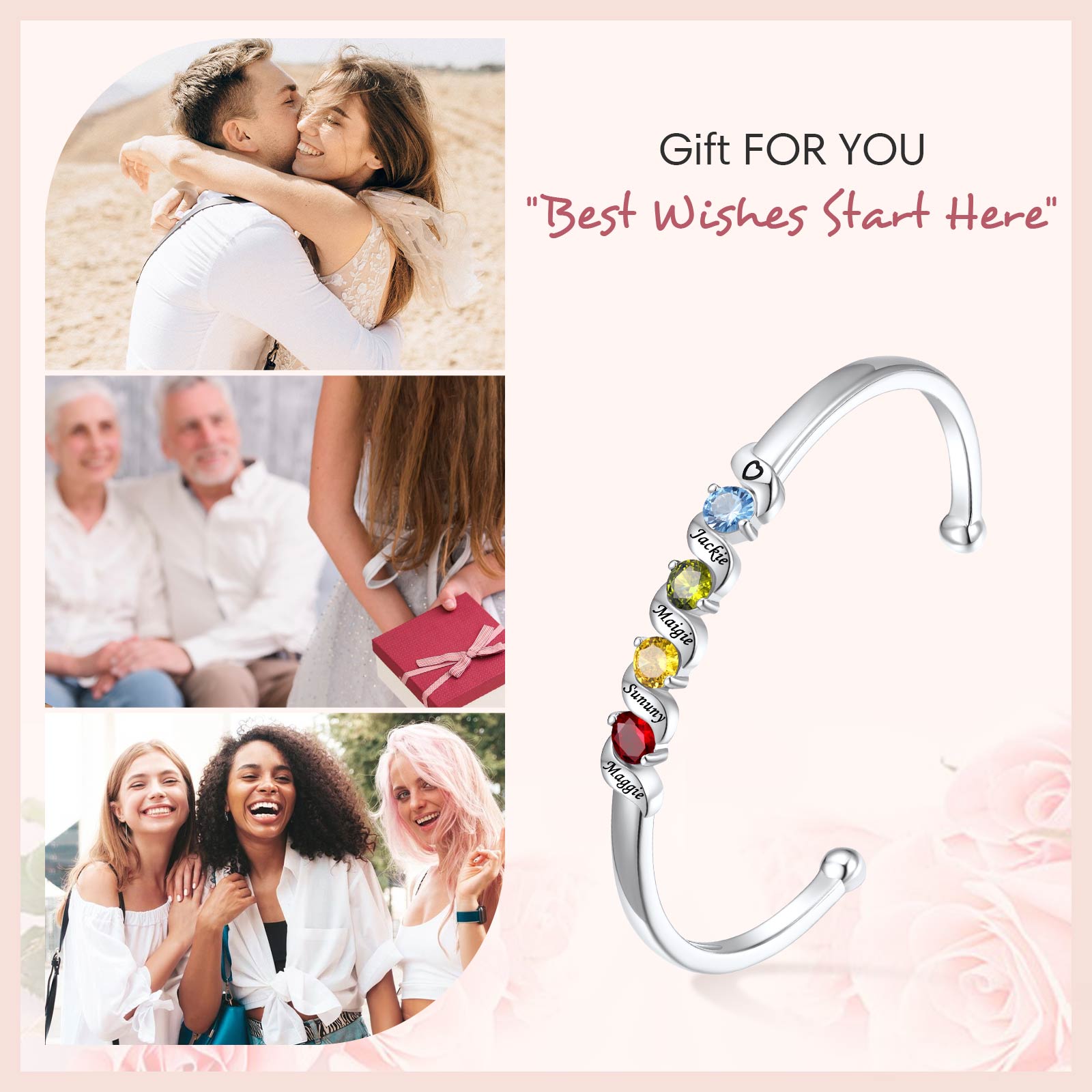 Personalized Infinity Custom Bracelets Engraved name for women