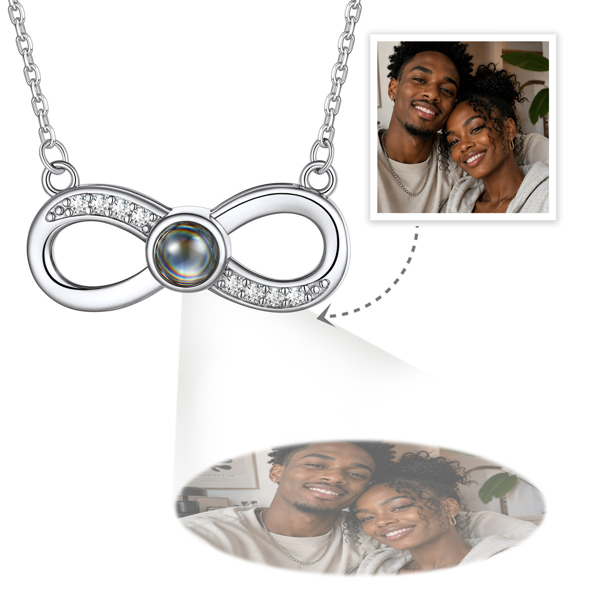 Personalized Infinity Photo Projection Necklace