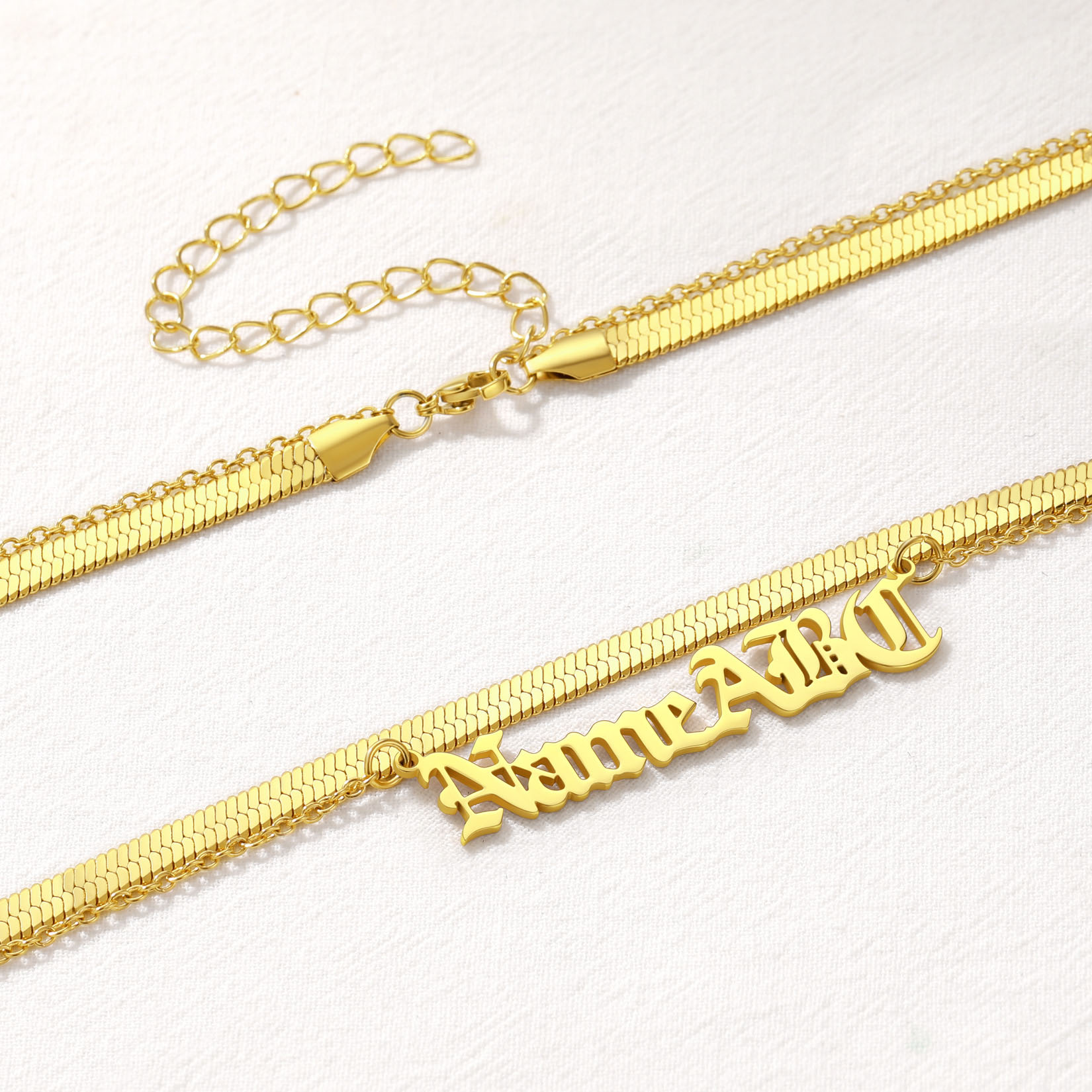 Layered Name Necklaces gold