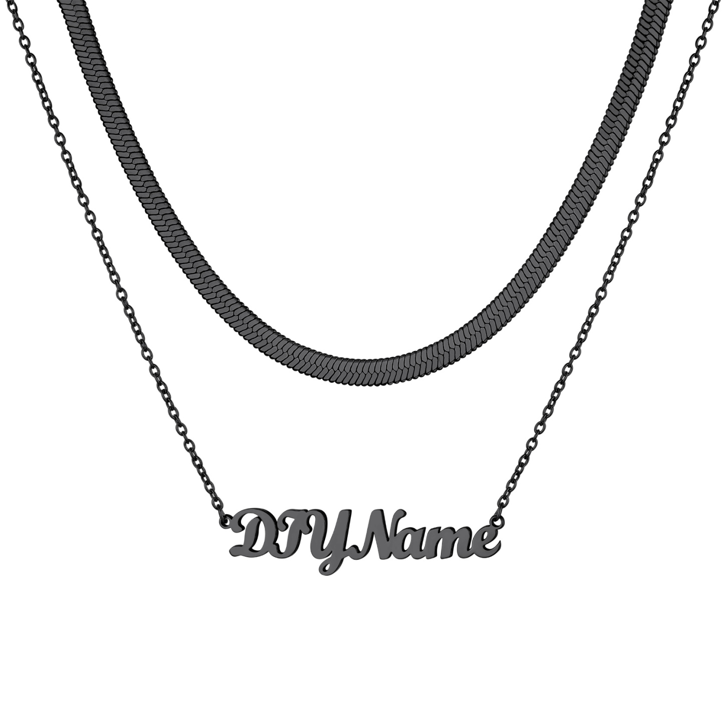 Personalized Layered Name Necklaces black