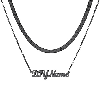 Personalized Layered Name Necklaces black