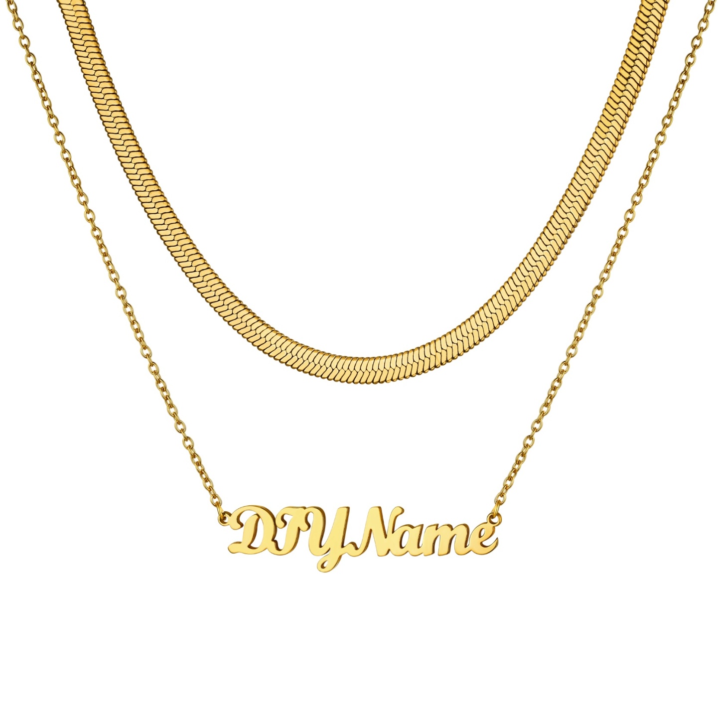 Personalized Layered Name Necklaces gold