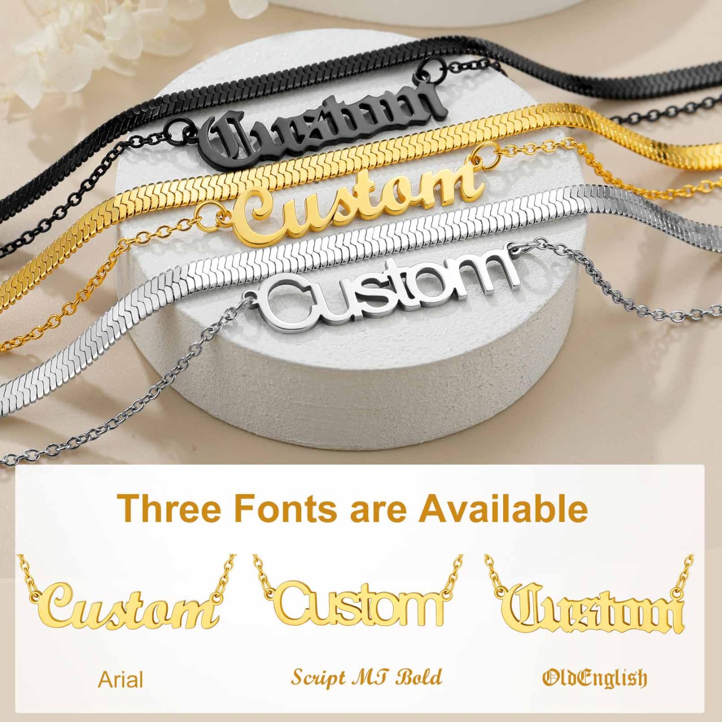 Personalized Name Necklaces 3 fonts