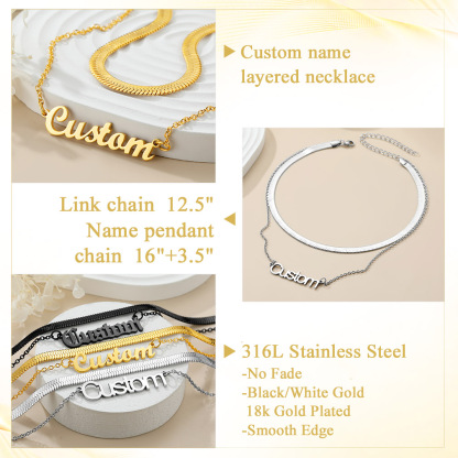Personalized Layered Name Necklaces detail