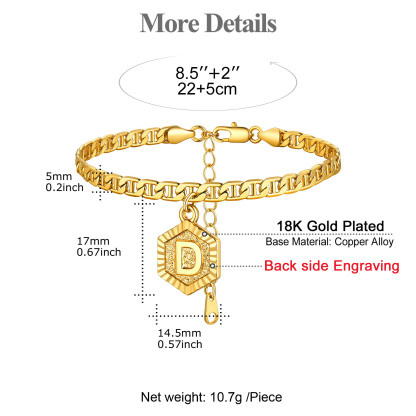 Personalized Mariner Initial Charm Anklet for Women