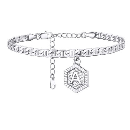 Personalized Mariner Initial Charm Anklet for Women
