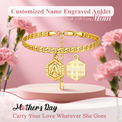 Personalized Mariner Initial Charm Anklet for Women