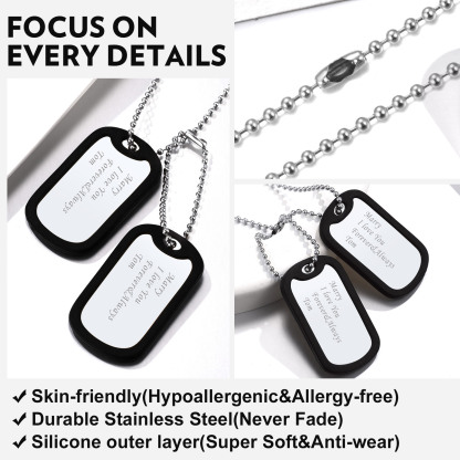 Personalized Army Military Dog Tag Necklace with Silencer for Men detail