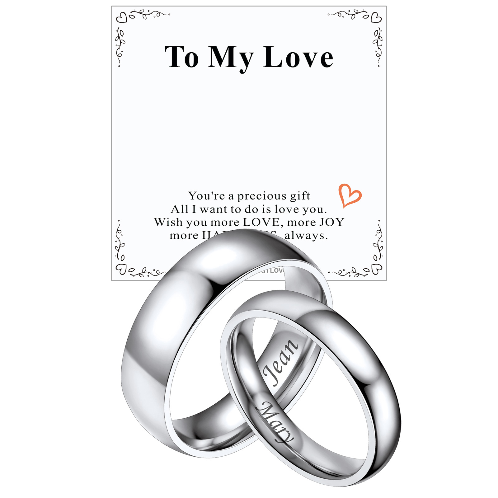 Personalized Minimalist Wedding Band Promise Rings for Couples