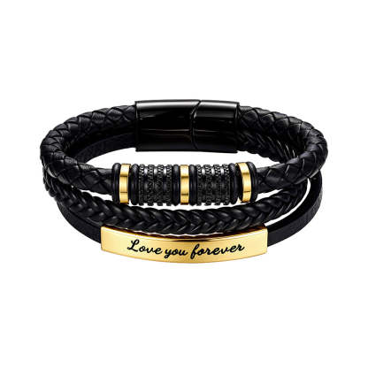 Personalized Multi-Layer Braided Leather Bracelet for Men