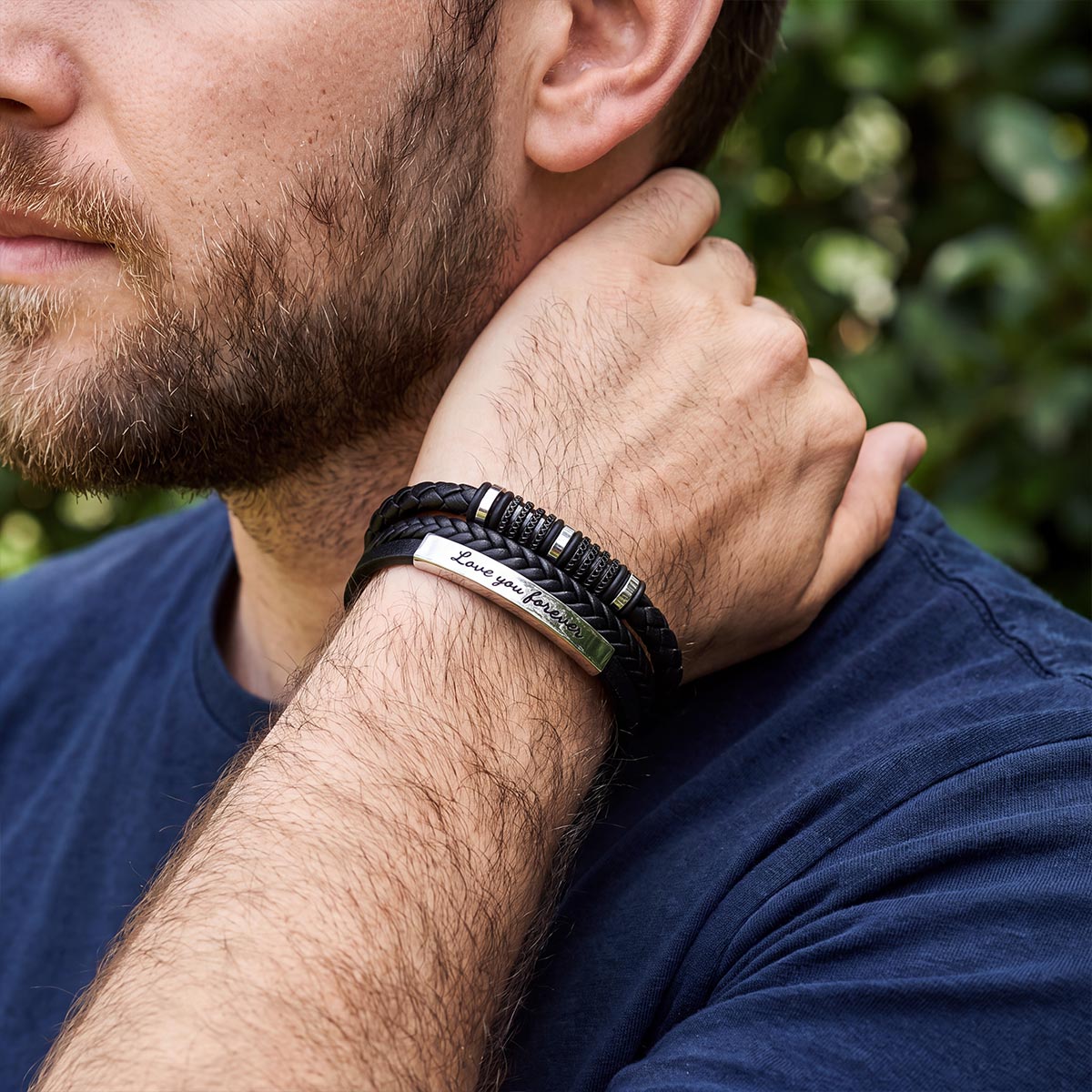 Personalized Multi-Layer Braided Leather Bracelet for him

