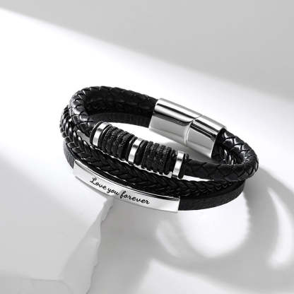 Personalized Multi-Layer Braided Leather Bracelet for Men