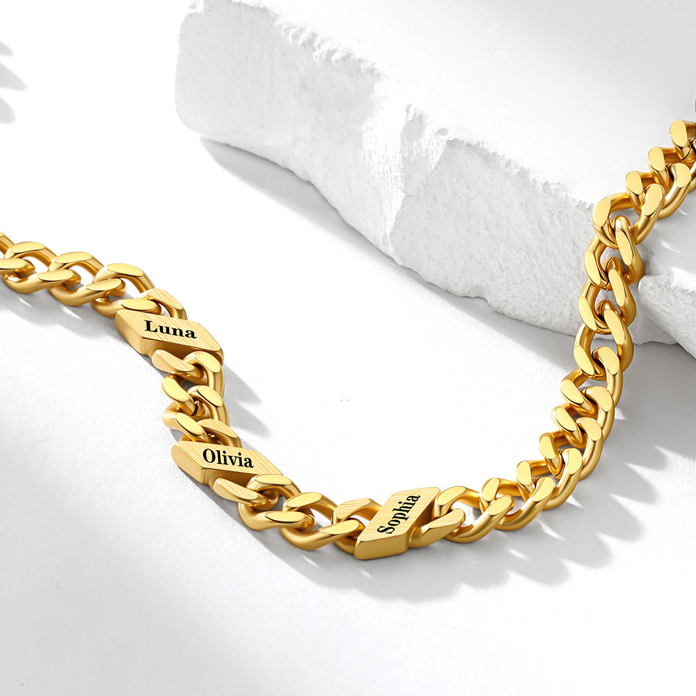 Personalized Multi-Name Cuban Chain Bracelet 5/7/9MM for Her