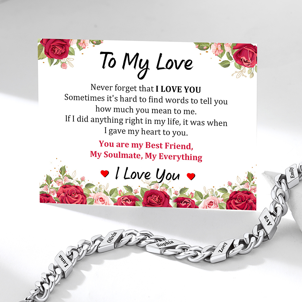 Personalized Multi-Name Cuban Chain Bracelet 5/7/9MM with Gift Card