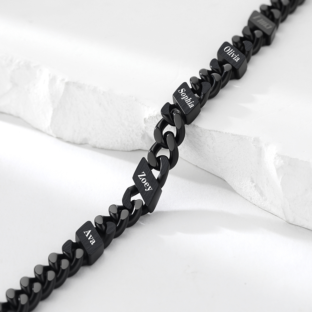 Personalized Multi-Name Cuban Chain Bracelet 5/7/9MM Gift for mom
