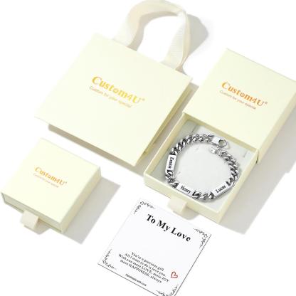 Personalized Multi-Name Cuban Chain Bracelet with Engravable Bars with Gift Box