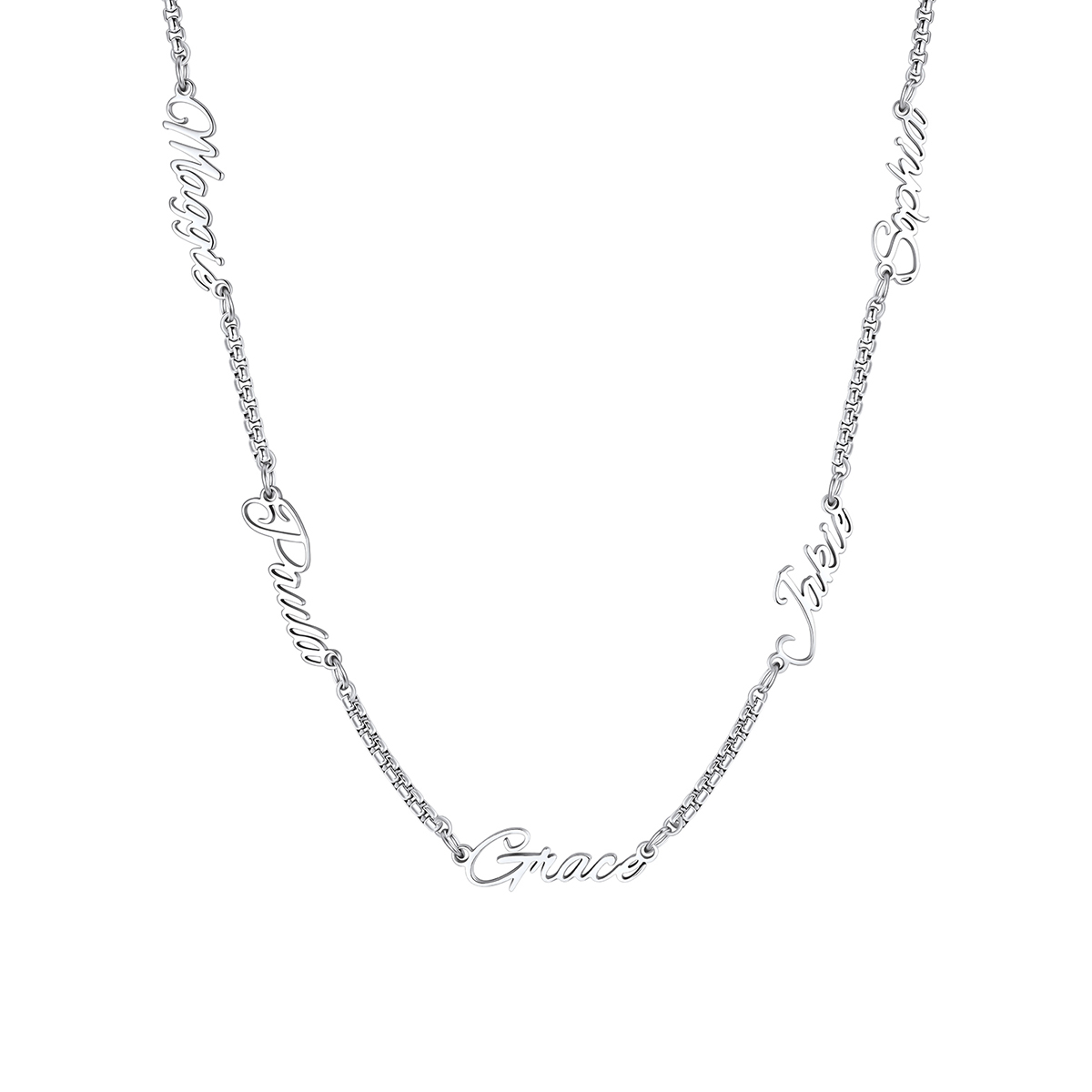 Personalized 5 Names Rolo Chain Necklace