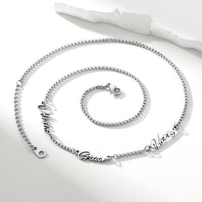 Personalized Multi-Nameplate Rolo Chain Necklace Silver