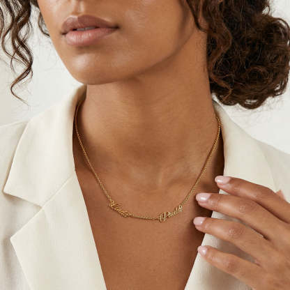 Personalized Multi-Nameplate Rolo Chain Necklace for women