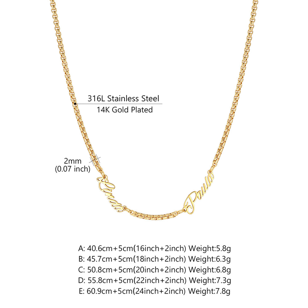 Personalized Multi-Nameplate Rolo Chain Necklace size
