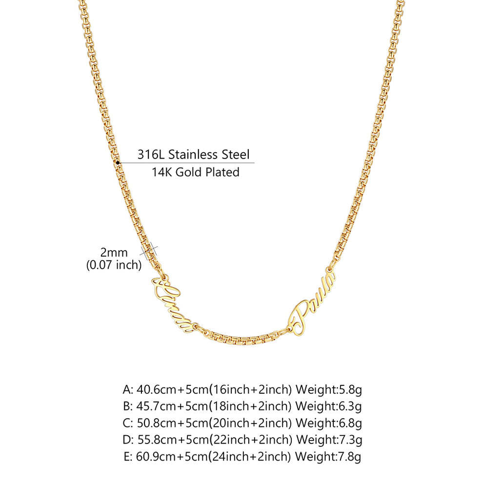 Personalized Multi-Nameplate Rolo Chain Necklace size