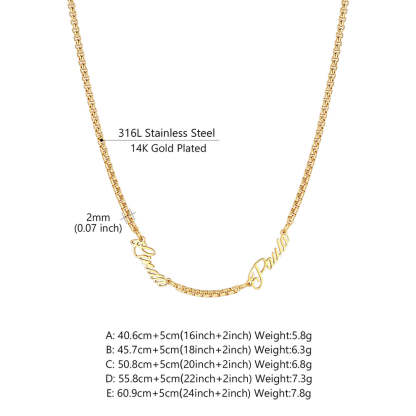 Personalized Multi-Nameplate Rolo Chain Necklace size