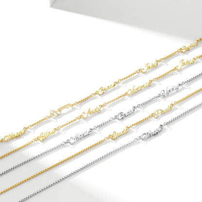 Personalized 3 Nameplate Rolo Chain Necklace 2 colors
