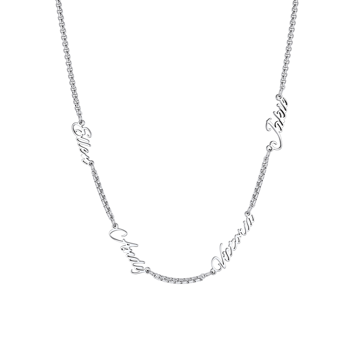 Personalized 4 Names Rolo Chain Necklace