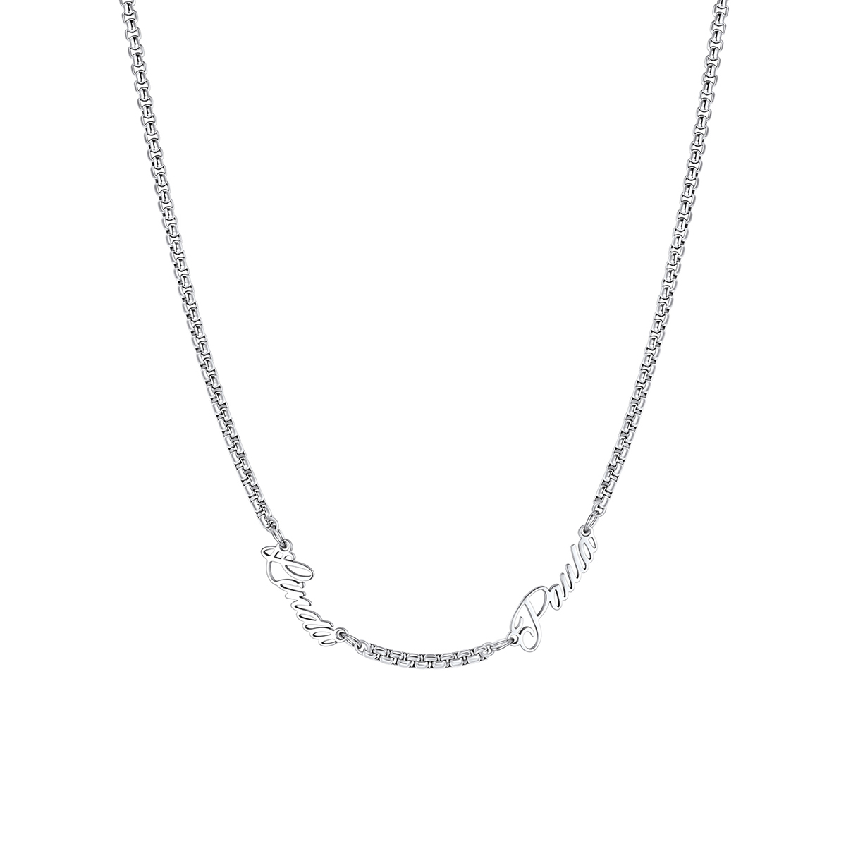 Personalized 2 Names Rolo Chain Necklace