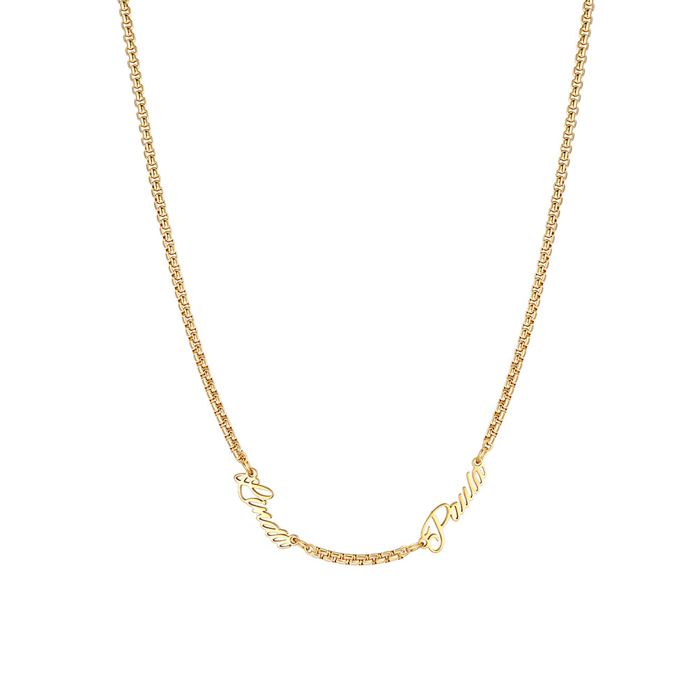 Personalized Multi-Nameplate Rolo Chain Necklace gold