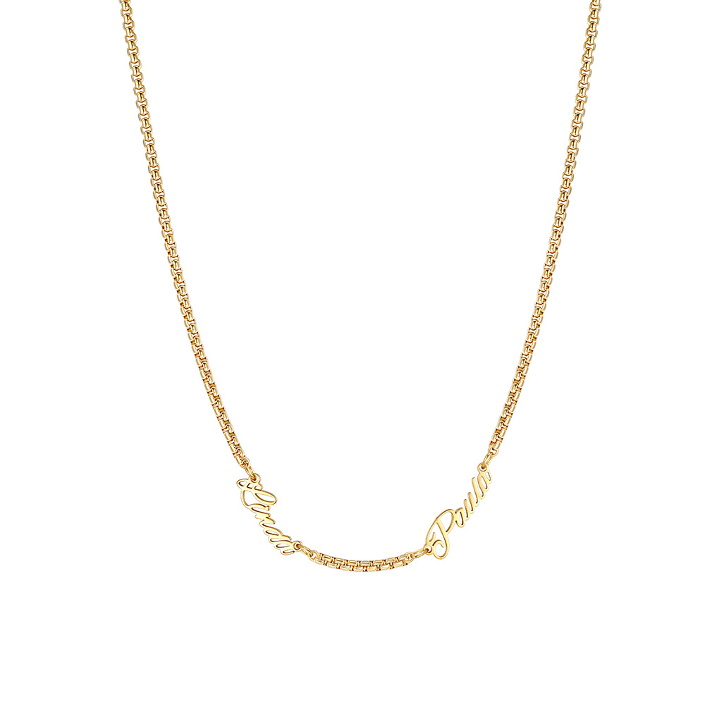 Personalized Multi-Nameplate Rolo Chain Necklace gold