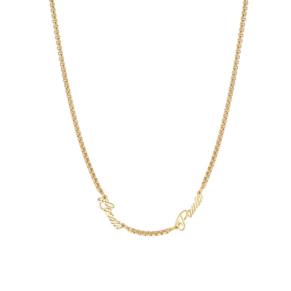 Personalized Multi-Nameplate Rolo Chain Necklace gold
