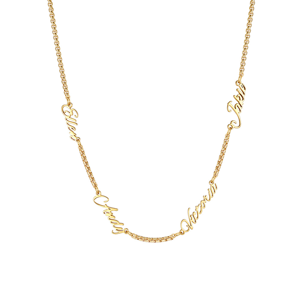 Personalized Multi-Nameplate Rolo Chain Necklace