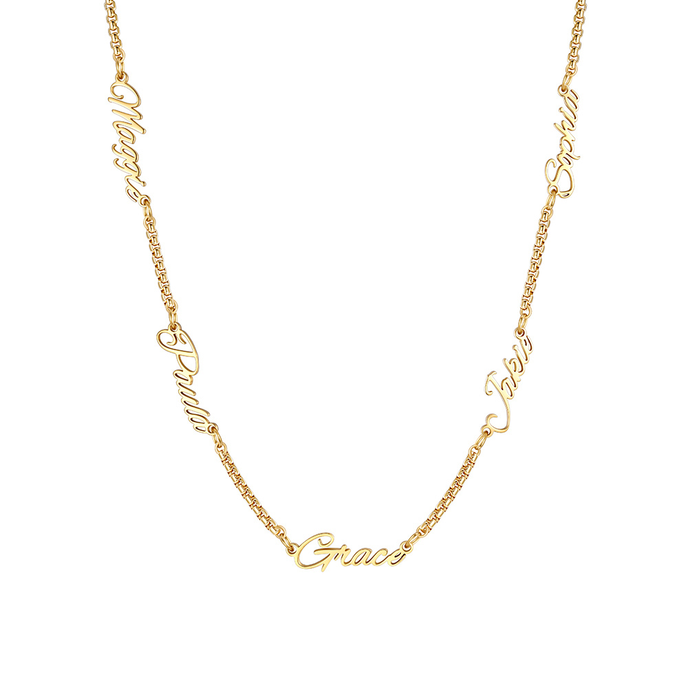 Personalized Multi-Nameplate Rolo Chain Necklace